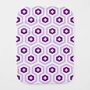Geometric Lavender Purple Hexagon & Cross Pattern Baby Burp Cloth