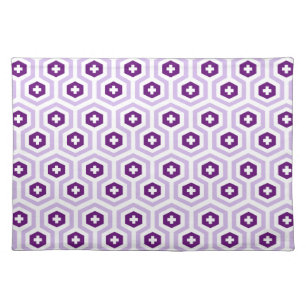 Geometric Lavender Purple Hexagon & Cross Pattern Cloth Placemat