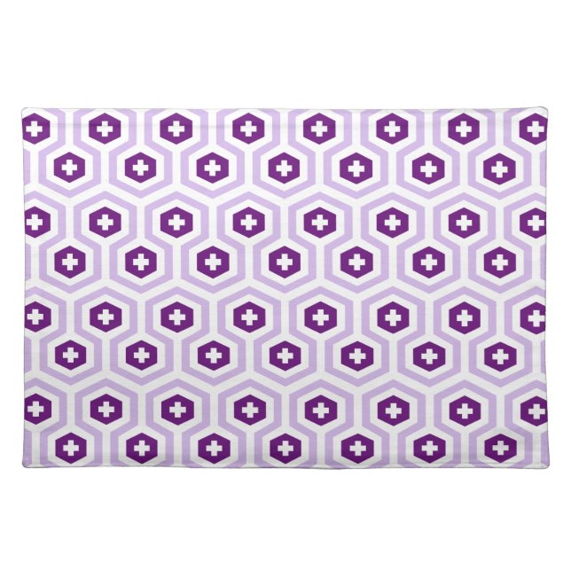 Geometric Lavender Purple Hexagon & Cross Pattern Cloth Placemat (Front)