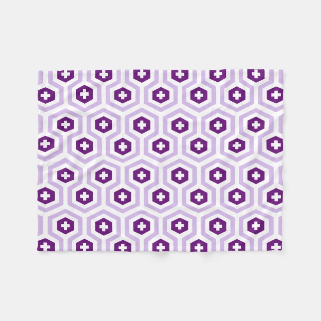 Geometric Lavender Purple Hexagon & Cross Pattern Fleece Blanket (Front (Horizontal))
