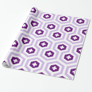 Geometric Lavender Purple Hexagon & Cross Pattern Wrapping Paper
