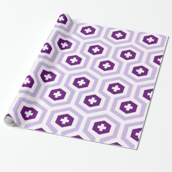 Geometric Lavender Purple Hexagon & Cross Pattern Wrapping Paper by VintageDesignsShop at Zazzle