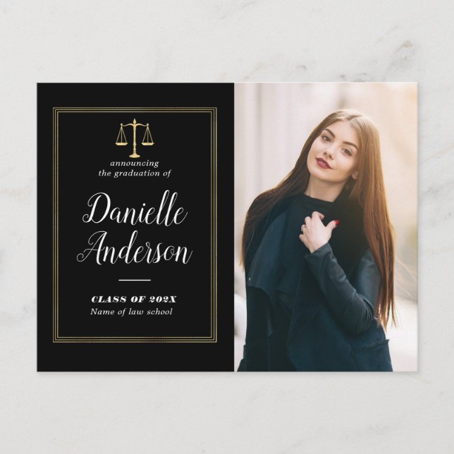 geometric law school graduation announcement  postcard (Front)