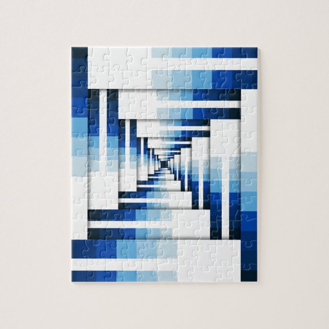 Geometric Layers of Blue Jigsaw Puzzle (Vertical)