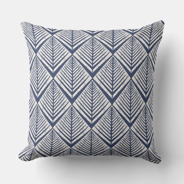 Geometric Leaf Diamond Repeat Throw Pillow (Front)