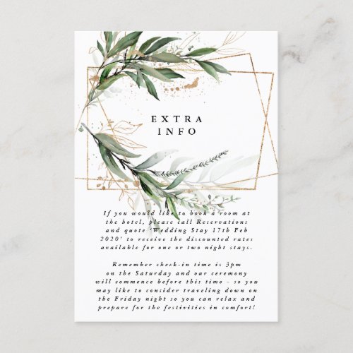 Geometric Leafy Eucalyptus Elegant Moss Details Enclosure Card