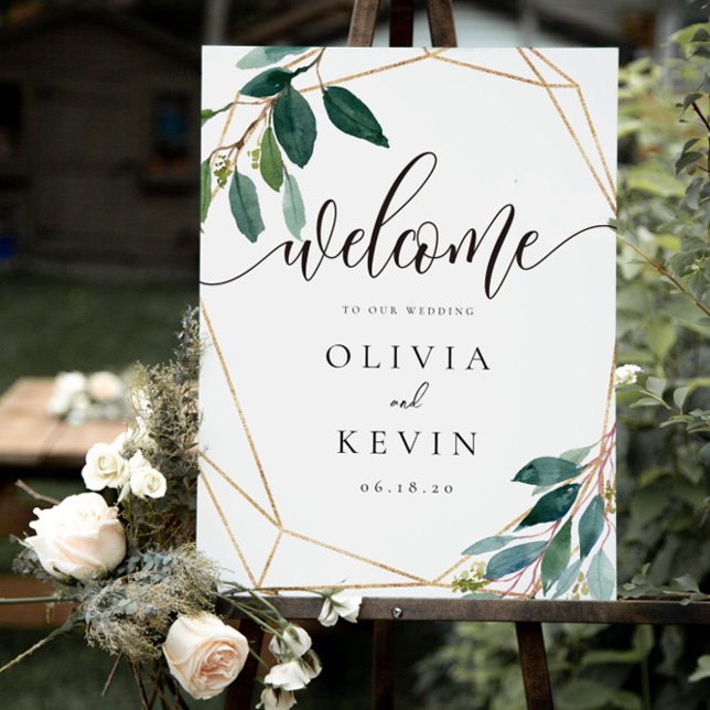 Geometric Leafy Wedding Welcome Sign (Creator Uploaded)