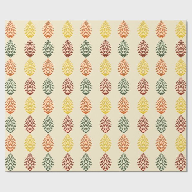 Geometric Leaves | Fall Colors Wrapping Paper (Flat)
