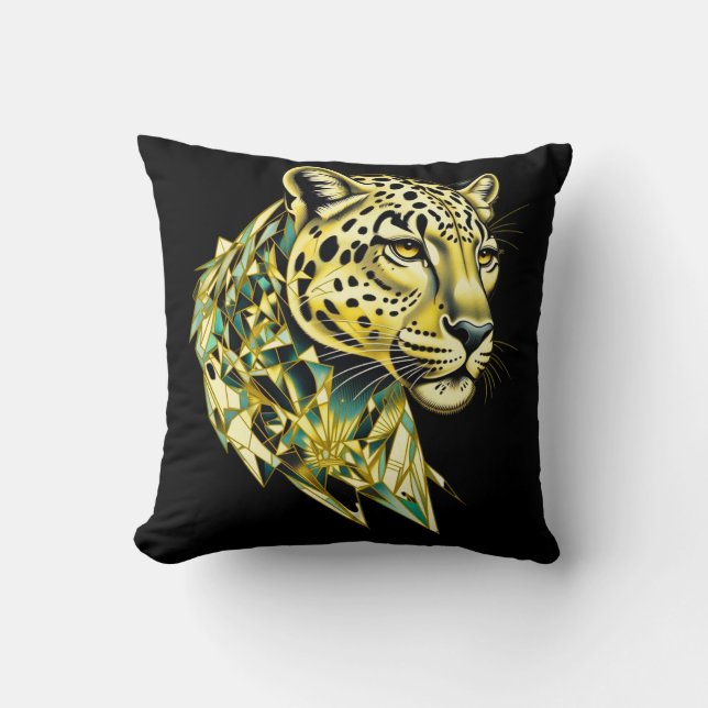 Geometric Leopard Luxury Abstract Throw Pillow (Front)
