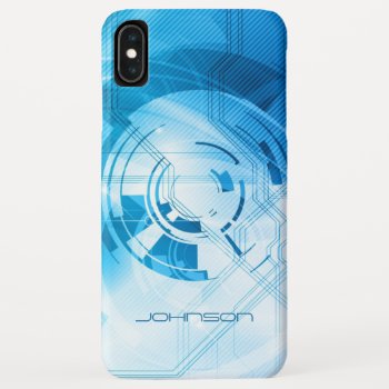 Geometric Light Blue Abstract Pattern Monogram Iphone Xs Max Case by CityHunter at Zazzle