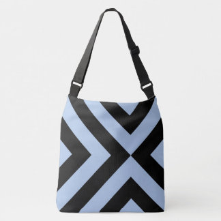 Geometric Light Blue and Black Chevrons Crossbody Bag