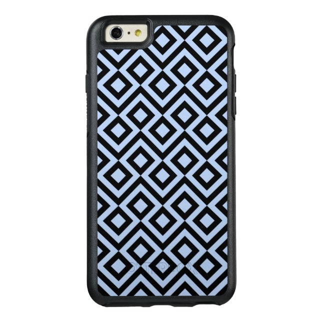 Geometric Light Blue and Black Meander Pattern Otterbox iPhone Case (Back)