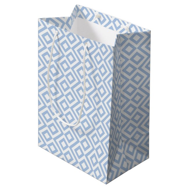 Geometric Light Blue and White Meander Gift Bag