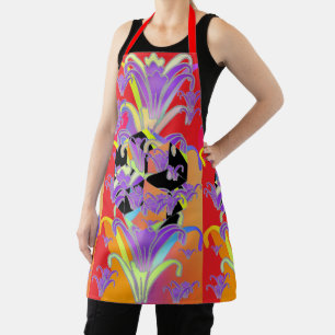Geometric Lilies Cooking Arts And Crafts Red Apron
