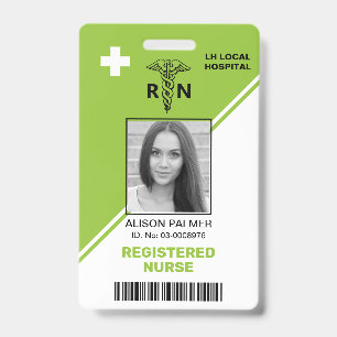 Geometric lime green triangles Registered nurse RN Badge
