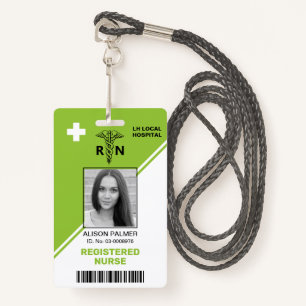 Geometric lime green triangles Registered nurse RN Badge