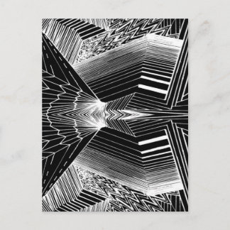 Geometric Line Art Black & White Abstract Design Postcard