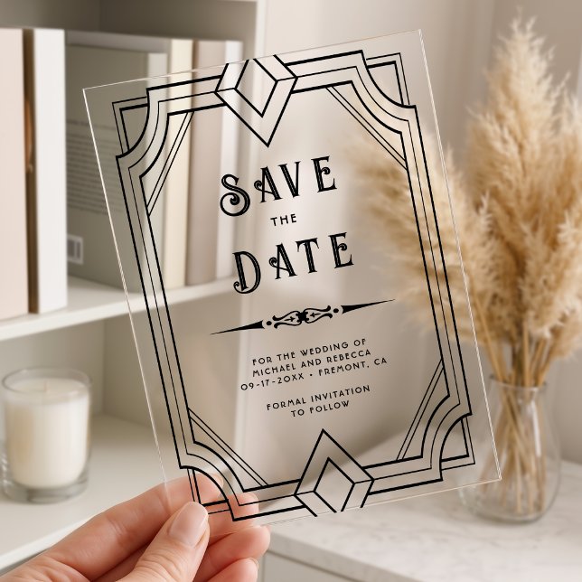 Geometric Line Art Deco Wedding Save the Date (Creator Uploaded)