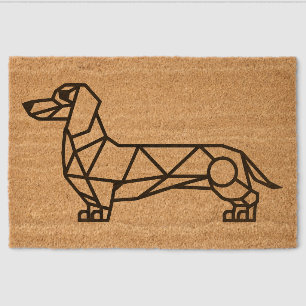 Geometric line art of a dachshund fiber doormat