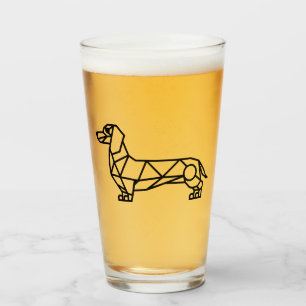 Geometric line art of a dachshund glass