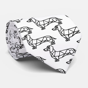 Geometric line art of a dachshund neck tie