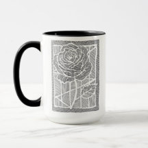 Geometric Line Art Rose Flower Two-Tone Coffee Mug