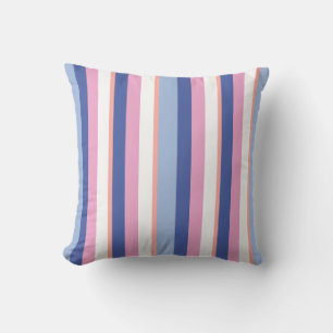 Geometric Line Pattern Pink and Blue Throw Pillow