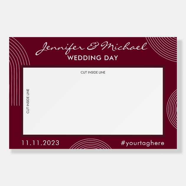 Geometric Line Photo Booth Selfie Burgundy Foam Board