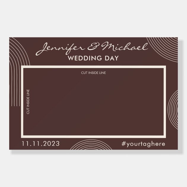 Geometric Line Photo Booth Selfie Chocolate Brown Foam Board
