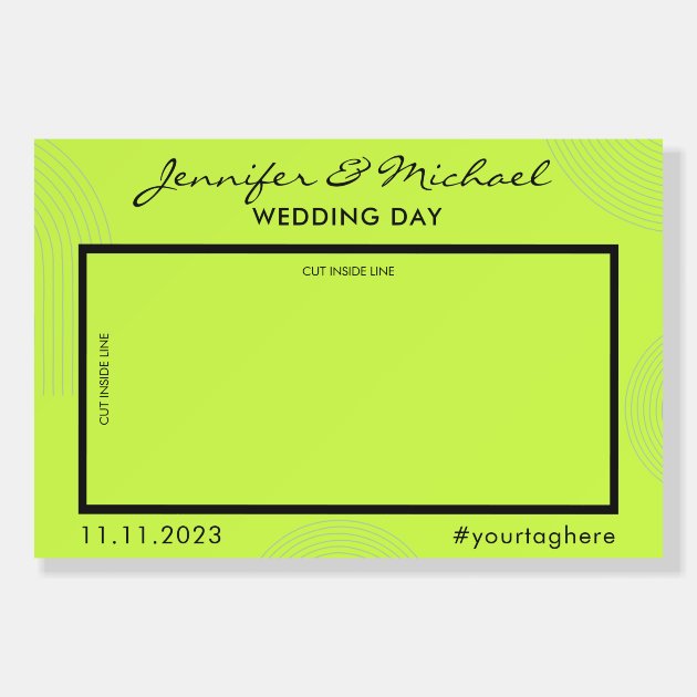 Geometric Line Photo Booth Selfie Cyber Lime Foam Board