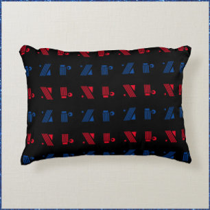 Geometric Lines and Shapes Blue Black and Red  Accent Pillow