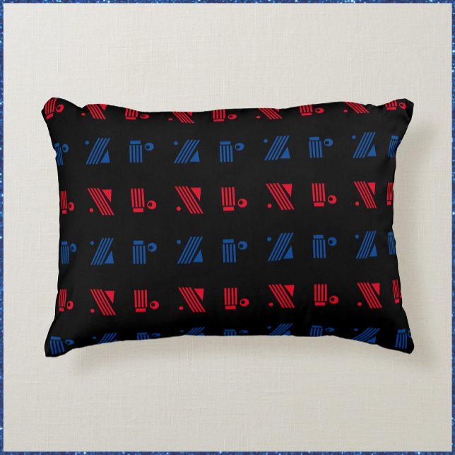 Geometric Lines and Shapes Blue Black and Red  Accent Pillow (Creator Uploaded)