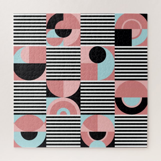 Geometric Lines, Colorful Shapes Mosaic. Jigsaw Puzzle (Vertical)