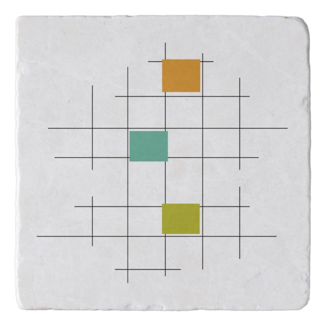 Geometric Lines Mid-century Retro Trivet (Front)