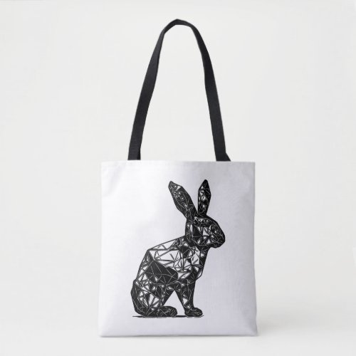 Geometric Lines Rabbit Rabbit Head  Tote Bag