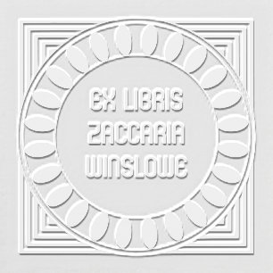 Geometric Linked Oval Chain Bookplate Embosser