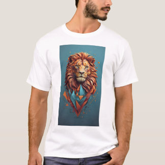 Geometric Lion 3D Illusion T-Shirt Design"