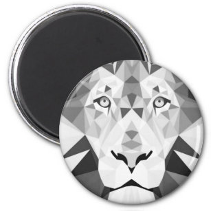 Geometric Lion Black and White Magnet