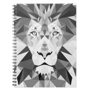 Geometric Lion Black and White Notebook