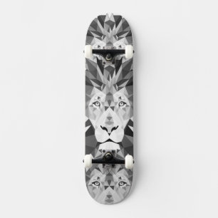 Geometric Lion Black and White Skateboard Deck