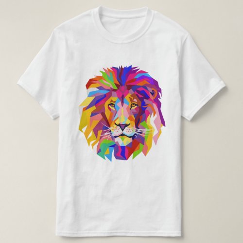 Geometric Lion Colorful King of Jungle T_Shirt
