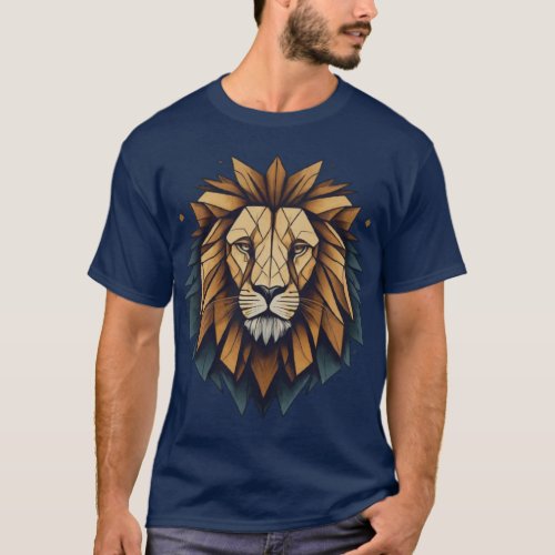 Geometric Lion conservation dark T_Shirt