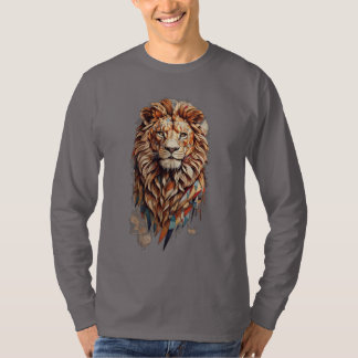 Geometric Lion: Cultural Mosaic T-Shirt Designs