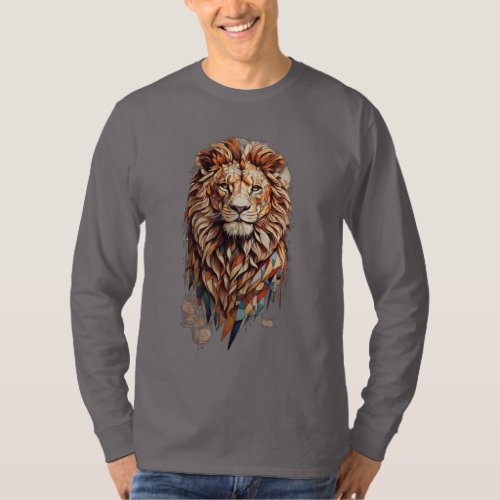 Geometric Lion Cultural Mosaic T_Shirt Designs