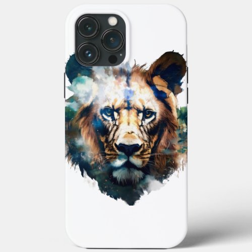 Geometric Lion Emblem Electronics iPhone 13 Pro Max Case