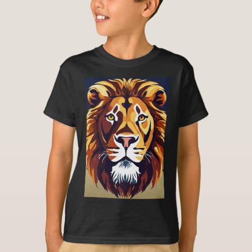 Geometric Lion Emblem of Athletic Valor T_Shirt