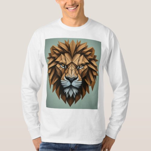 Geometric Lion Emblem Symbol of Dominance T_Shirt