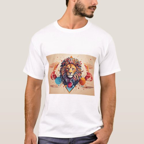 Geometric Lion Glitch Art T_Shirt Designs