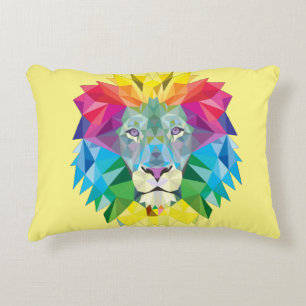 Geometric Lion Head Accent Pillow