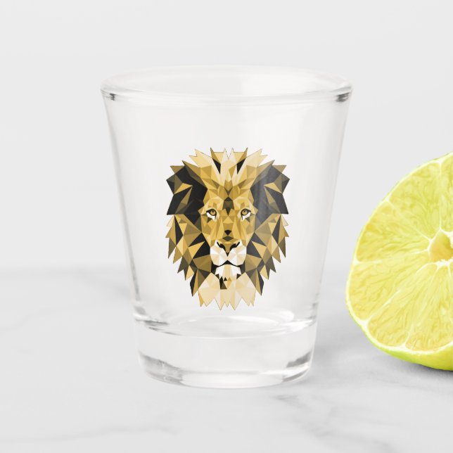 Geometric Lion Head Brown Shot Glass (Front)